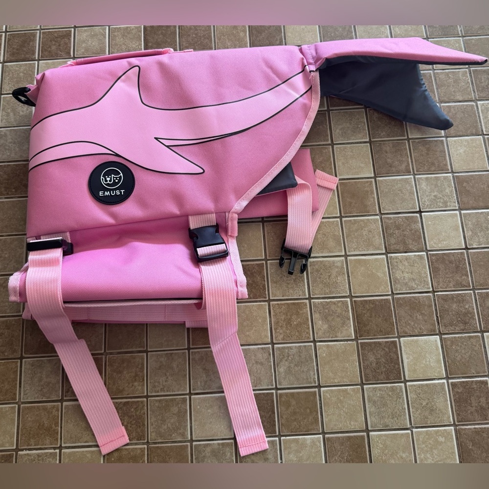 Pink and Black Dog Life Jacket with Adjustable Straps XL